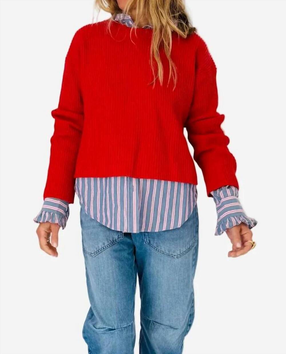 NEW KERRI ROSENTHAL brooklyn crewneck sweater in washed red